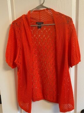 Lauren Michelle Open-Front Short-Sleeve Knit Cardigan - Bright Orange